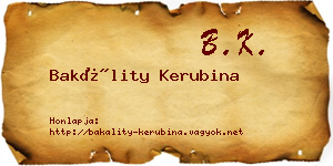 Bakálity Kerubina névjegykártya